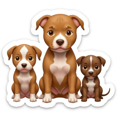 pitbull dog with its puppies sticker