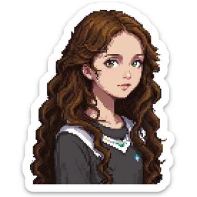A girl with long, wavy brown hair sticker