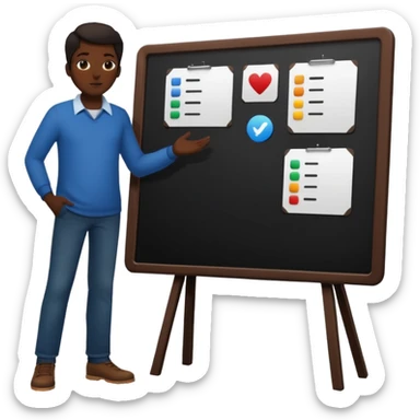 person silhouette standing next to a project board sticker