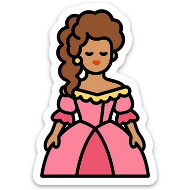 vintage rococo mixed woman with brown hair and light skin in a light pink beautiful gown sticker