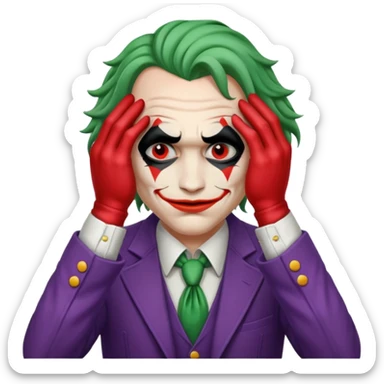 Joker covering his eyes with his hands  sticker