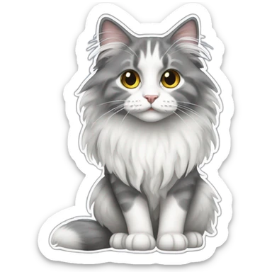spenny cat gray and white long haired sticker
