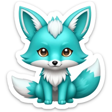 Cute cool edgy kawaii Turquoise fakemon-fox-creature sticker