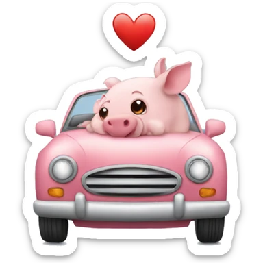 Car de cerdito con corazones sticker