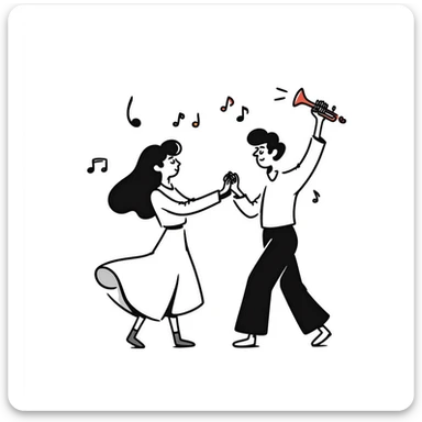 Colombian salsa dancing couple with musical notes, trumpet, and Colombian flag colors sticker