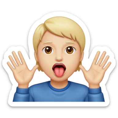 Tongue sticking out with hands sticker