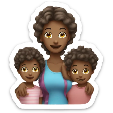 Mom and 5 children white  sticker