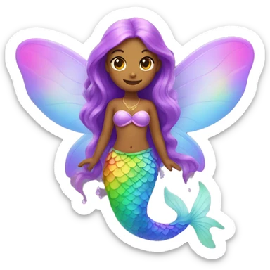 Fairy with mermaid tail and rainbow wings sticker