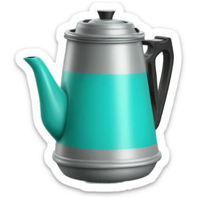 Realistic turquoise camping coffee pot isolated.  sticker