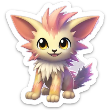 Anthro Scalie Spiky Cool Edgy Magical Shiny Colorful Pastel Sparkle Kemono-style Chibi Fantasy-Animal-Fakémon-Pokémon-Hybrid Fur Sona Aesthetic Full Body sticker
