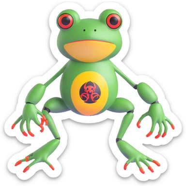 biohazard frog with robotic leg sticker