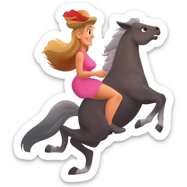 Woman riding man sticker