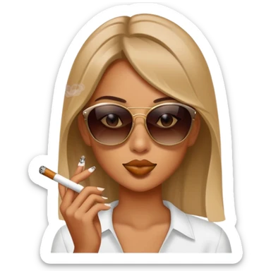 Girl smoking blunt with sunglasses  sticker