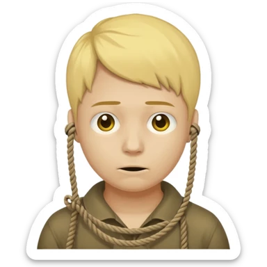😔 with noose around neck. IOS themed emoji with regular yellowish skin(not completely yellow) only head sticker