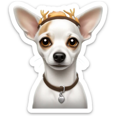 White dog chihuahua Jack Russel coloring with rained deer headband sticker