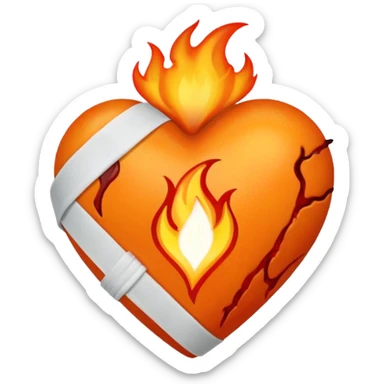 Flames around a heart with bandages sticker