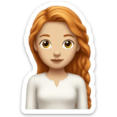 girl with brown eyes and long ginger locks hair sticker