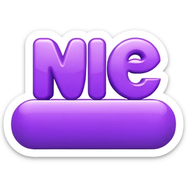 3D text that spells "me" in a shiny purple font  sticker