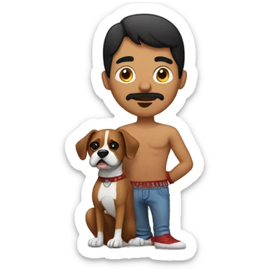 mexican guy holding boxer dog sticker