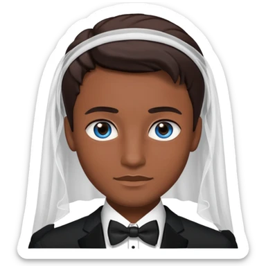 White groom with blue eyes and brown hair. Black bride with brown eyes and black hair sticker