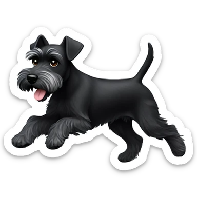 Black mini schnauzer running sticker