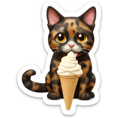 tortoiseshell cat eating ice cream sticker