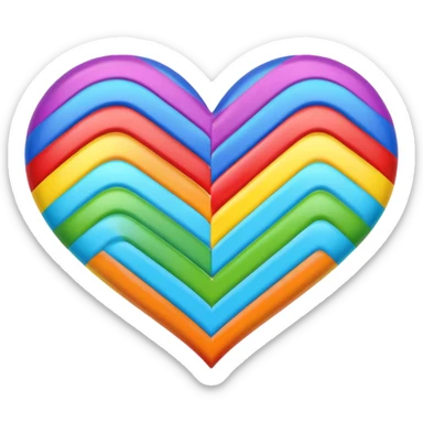 heart with rainbow zigzag sticker
