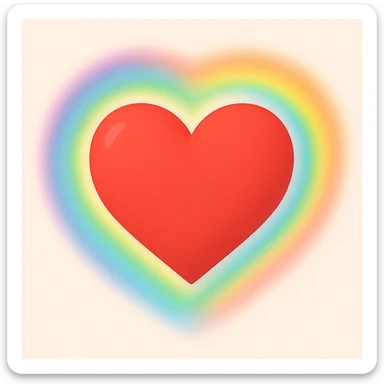 heart with a rainbow aura, digital illustration, clean sticker
