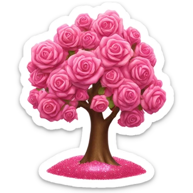 Pink tree made of roses with glitter sticker
