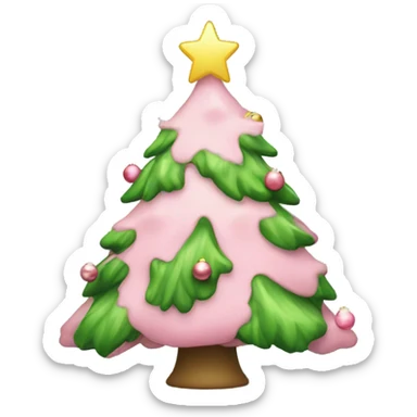cute Christmas tree with all light pink ornaments and light green colored tree sticker