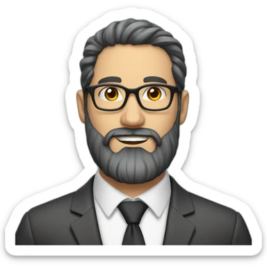 A Jewish man with a beard, rare hair and glasses in a business suit sticker