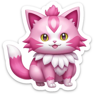 Shiny Skitty-Delcatty-Pokémon-Fakémon-hybrid-creature (full body) sticker