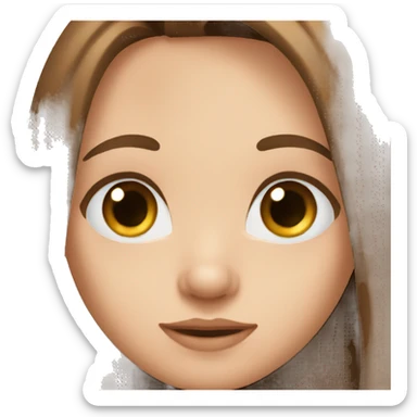 Girl, straight shoulder long straight brown hair, blue eyes  sticker