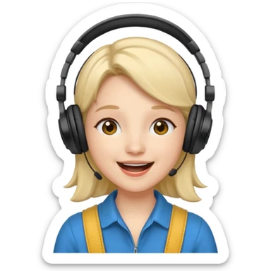 Gonemili Grace, micro qui chante avec casque au oreille sticker