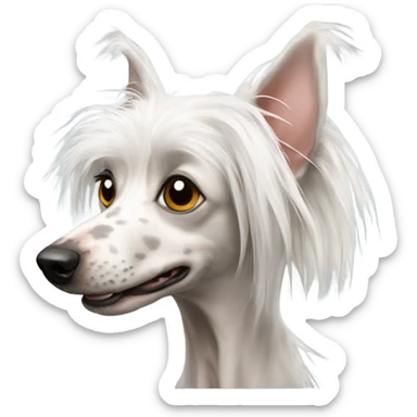 One realistic Chinese crested white dog sticker