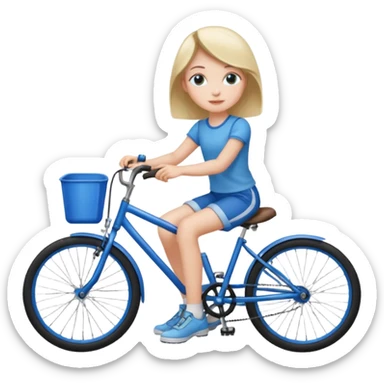 1 girl seating be side of boys bike sticker