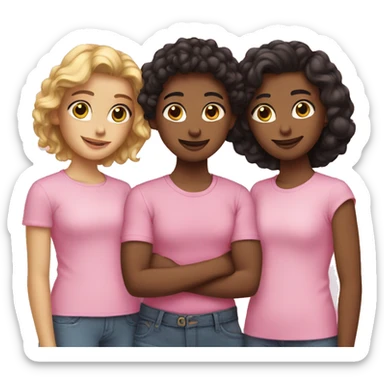 three best friends wearing pink sticker