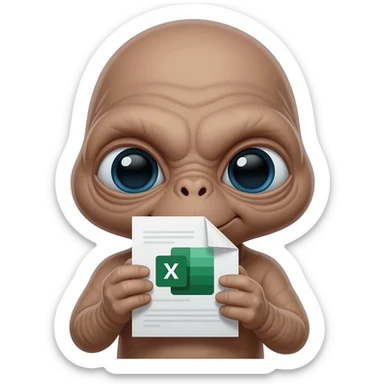 E.T. The Extra-Terrestrial from the movie eating an Excel file icon sticker
