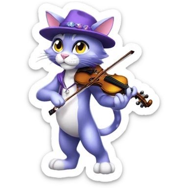 Anthro Fur-Sona shiny sparkle feline-Fakémon with a fiddler-hat-cap Full Body sticker