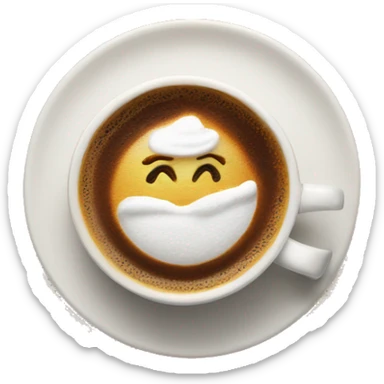 Hot coffee on a plate with foam decorations  sticker