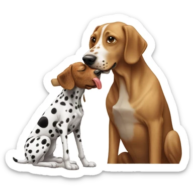 A brown Dalmatian eats a ginger man sticker