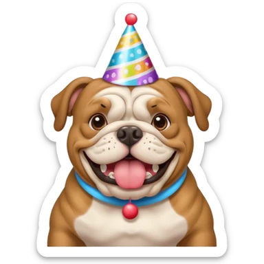 A Bulldog celebrating his birthday sticker