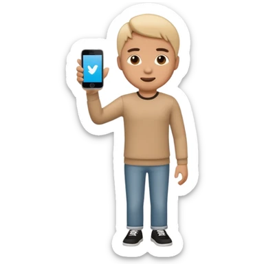 a single full body 3D bitmoji showing the action of contact us sticker
