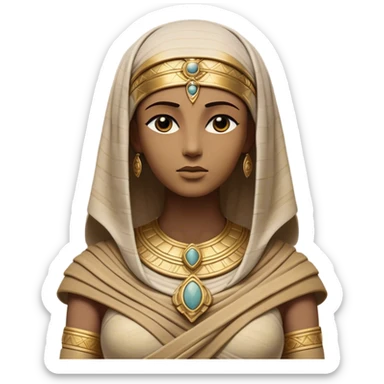 Cinematic Noble Mummy Portrait Emoji, Regal and timeless, with a meticulously wrapped, ancient form in muted earth tones accented by faded gold, exuding an air of forgotten majesty and solemn duty, simplified yet elegant with intricate bandage details, highly detailed and softly glowing, evoking the dignified mystery of an eternal sentinel guarding long-lost secrets! sticker