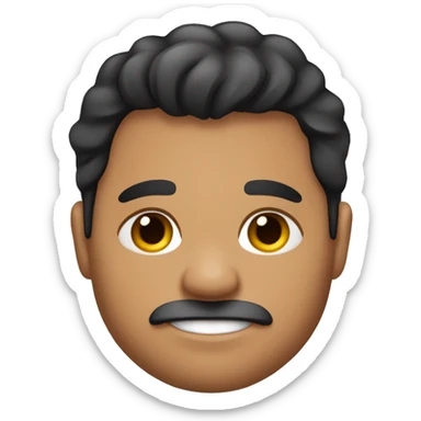 Hombre gordito con pelo de color negro y perro corto y echinado. sticker