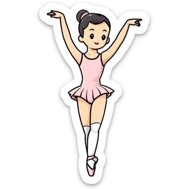 Ballet dancer in a leotard holding number 1 sticker