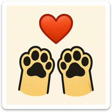 Make the puppy paws black, keep the heart and original style (original style was apple style emojis) sticker