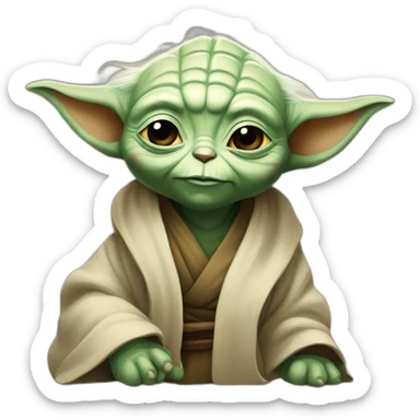 Yoda qui caresse un chat sticker