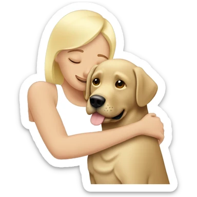Labrador beige in Blonde Woman and men hug  sticker