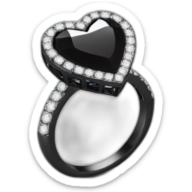 Anillo con diamante de corazon negro sticker